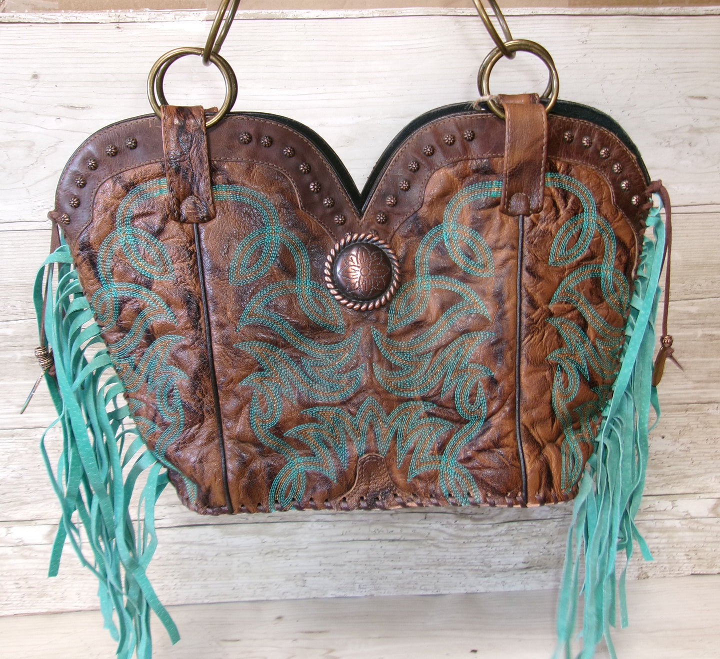 Double Cowboy Boot Purse with Fringe DB350